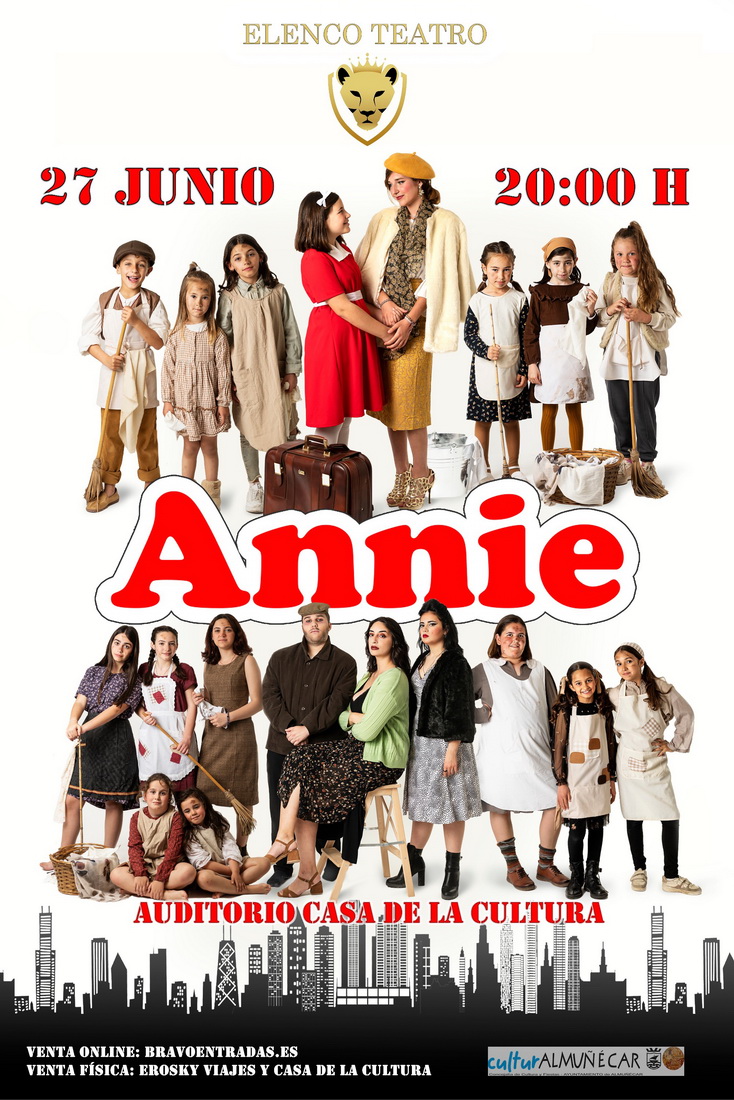 Elenco Teatro estrena este martes  en la Casa de la Cultura de Almucar el musical Annie